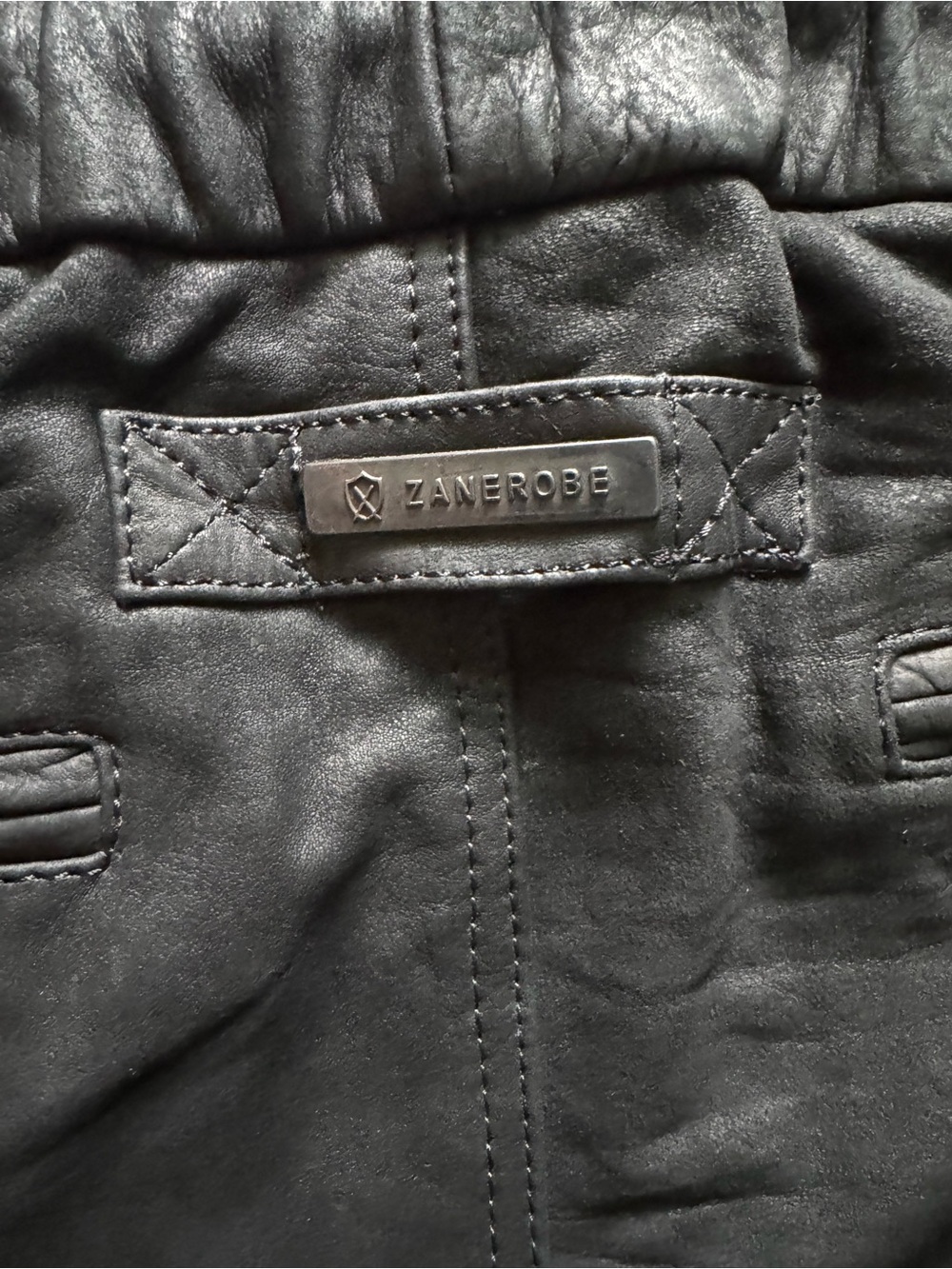 Zanerobe Sureshot Black Leather Jogger Pants 36 100% Cow Leather Streetwear - Picture 9 of 11